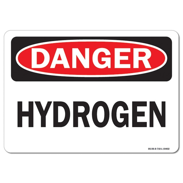Safety Sign, OSHA Danger, 3.5" Height, 5" Width, Hydrogen, Landscape, 10PK